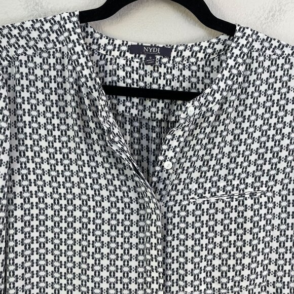 NYDJ Womens Small Printed Blouse 3/4 Sleeve Shirt Pleated Back Top - Picture 7 of 9